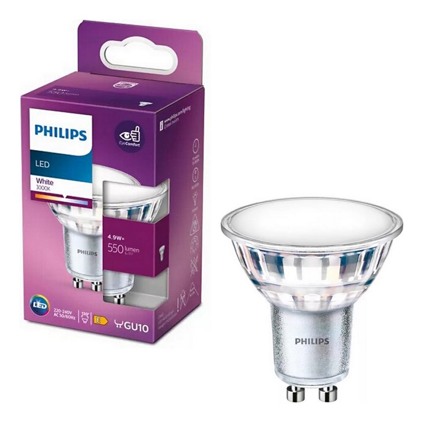 LED Žárovka Philips PAR16 GU10/4,9W/230V 3000K