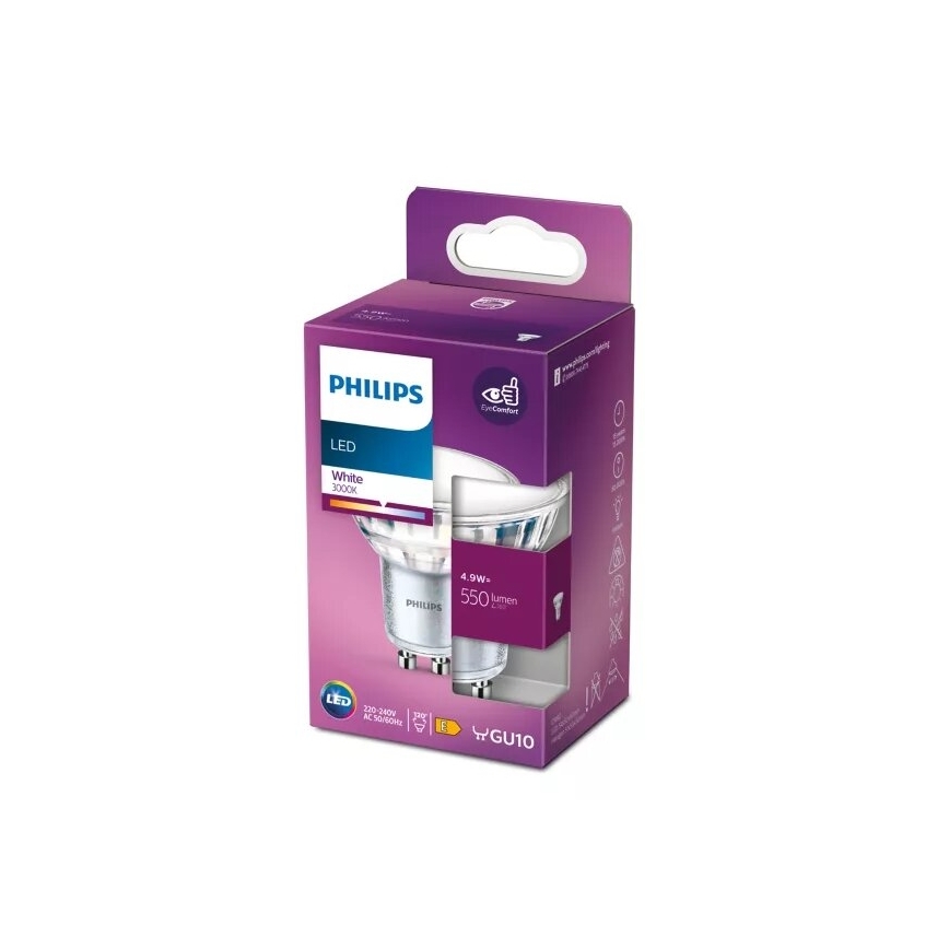 LED Žárovka Philips PAR16 GU10/4,9W/230V 3000K