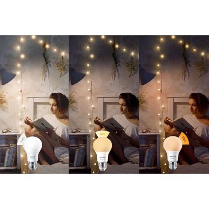 LED Žárovka Philips SCENE SWITCH A60 E27/8W/230V 2200K-2700K