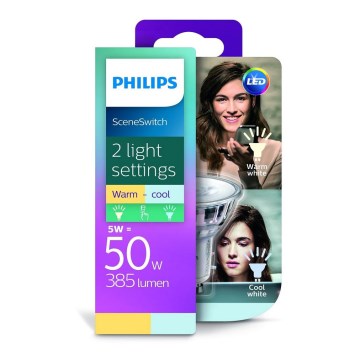 LED Žárovka Philips SCENE SWITCH GU10/5W/230V 2700K/4000K