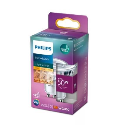 LED Žárovka Philips SCENE SWITCH PAR16 GU10/4,8W/230V 2200/2500/2700K