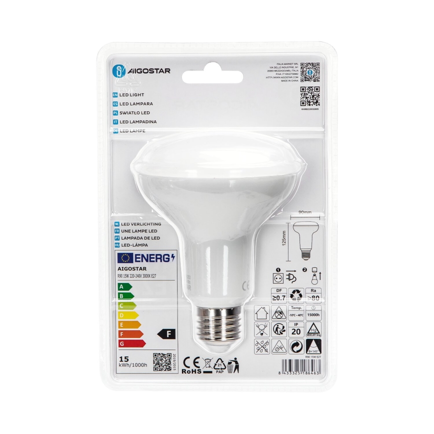 LED Žárovka R90 E27/15W/230V 3000K - Aigostar