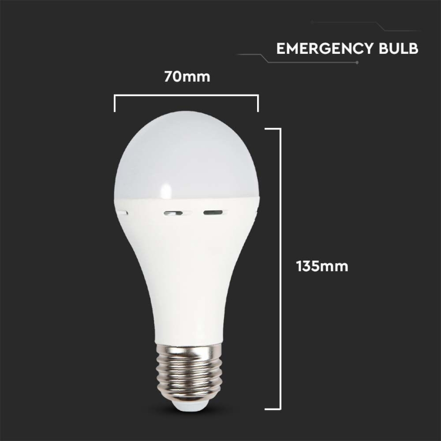 LED Žárovka s nouzovým režimem A70 E27/9W/230V 4000K
