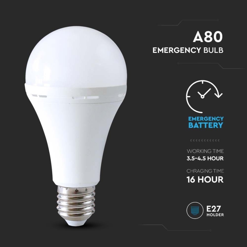 LED Žárovka s nouzovým režimem A80 E27/12W/230V 4000K