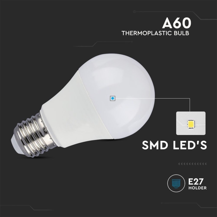 LED Žárovka SAMSUNG CHIP A60 E27/8,5W/230V 6500K