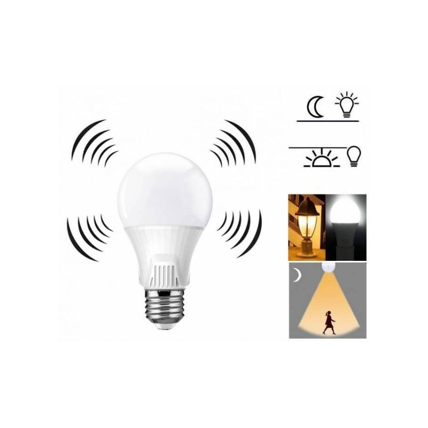 LED Žárovka se senzorem E27/9W/230V 6500K