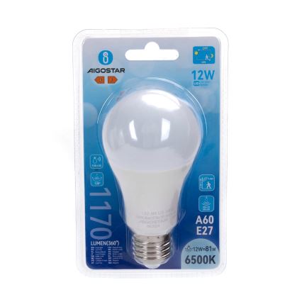 LED Žárovka se senzorem pohybu a soumraku A60 E27/12W/230V 6500K - Aigostar