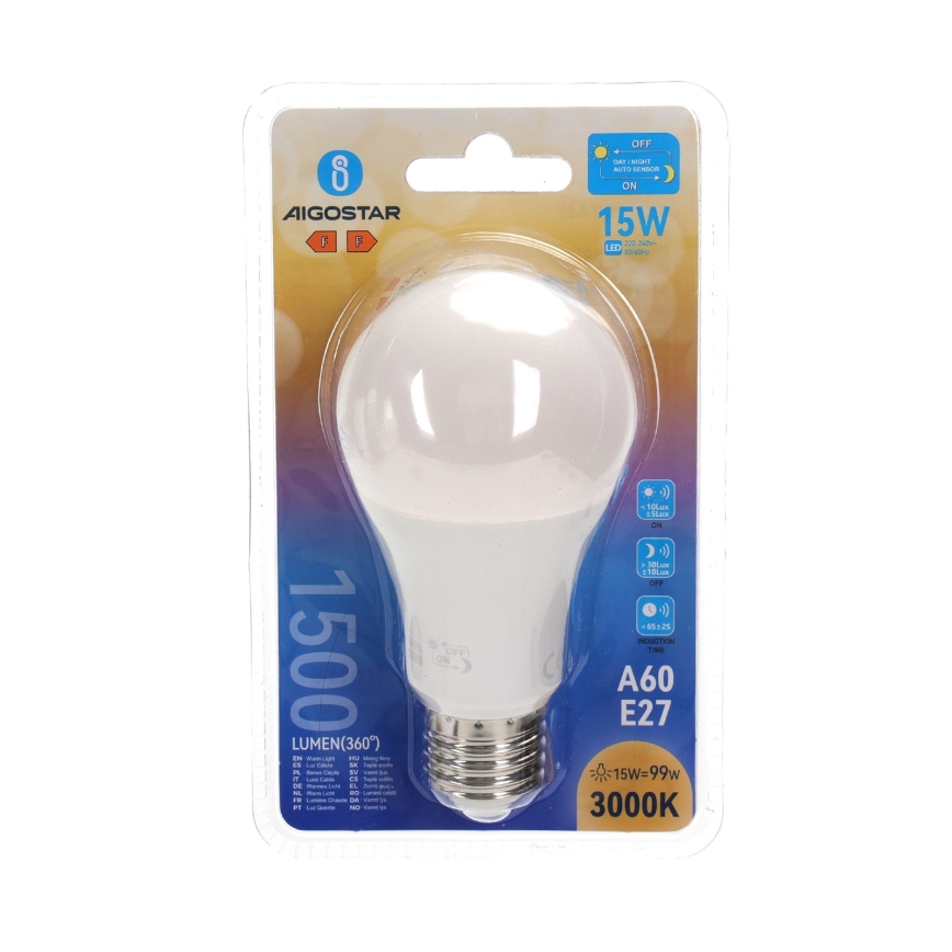 LED Žárovka se senzorem soumraku A60 E27/15W/230V 3000K - Aigostar
