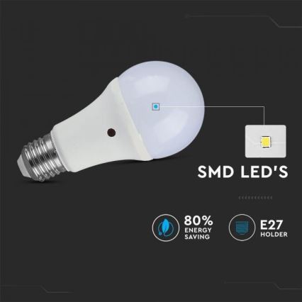 LED Žárovka se soumrakovým senzorem E27/9W/230V 2700K