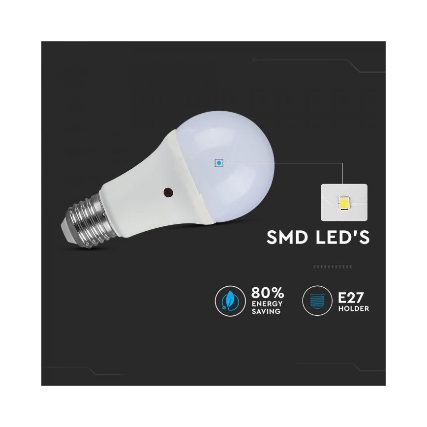 LED Žárovka se soumrakovým senzorem E27/9W/230V 2700K