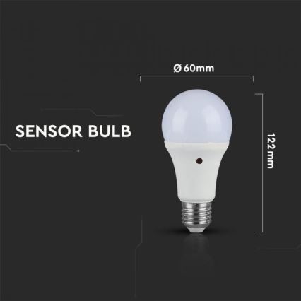 LED Žárovka se soumrakovým senzorem E27/9W/230V 2700K