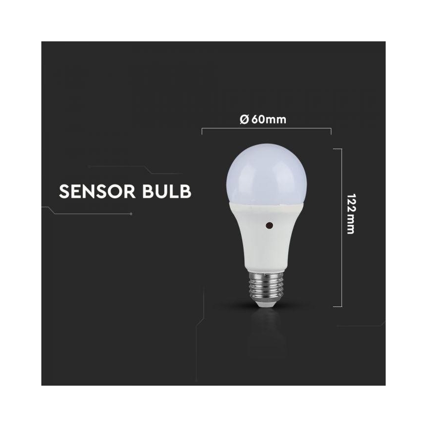 LED Žárovka se soumrakovým senzorem E27/9W/230V 2700K