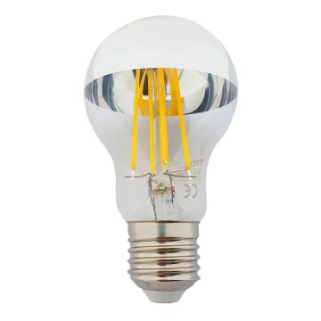LED Žárovka se zrcadlovým vrchlíkem DECOR MIRROR A60 E27/8W/230V 4200K stříbrná