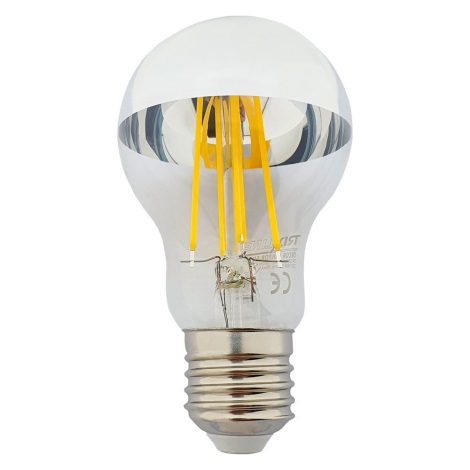 LED Žárovka se zrcadlovým vrchlíkem DECOR MIRROR A60 E27/8W/230V 4200K stříbrná