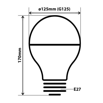 LED Žárovka se zrcadlovým vrchlíkem DECOR MIRROR G125 E27/12W/230v 4200K stříbrná