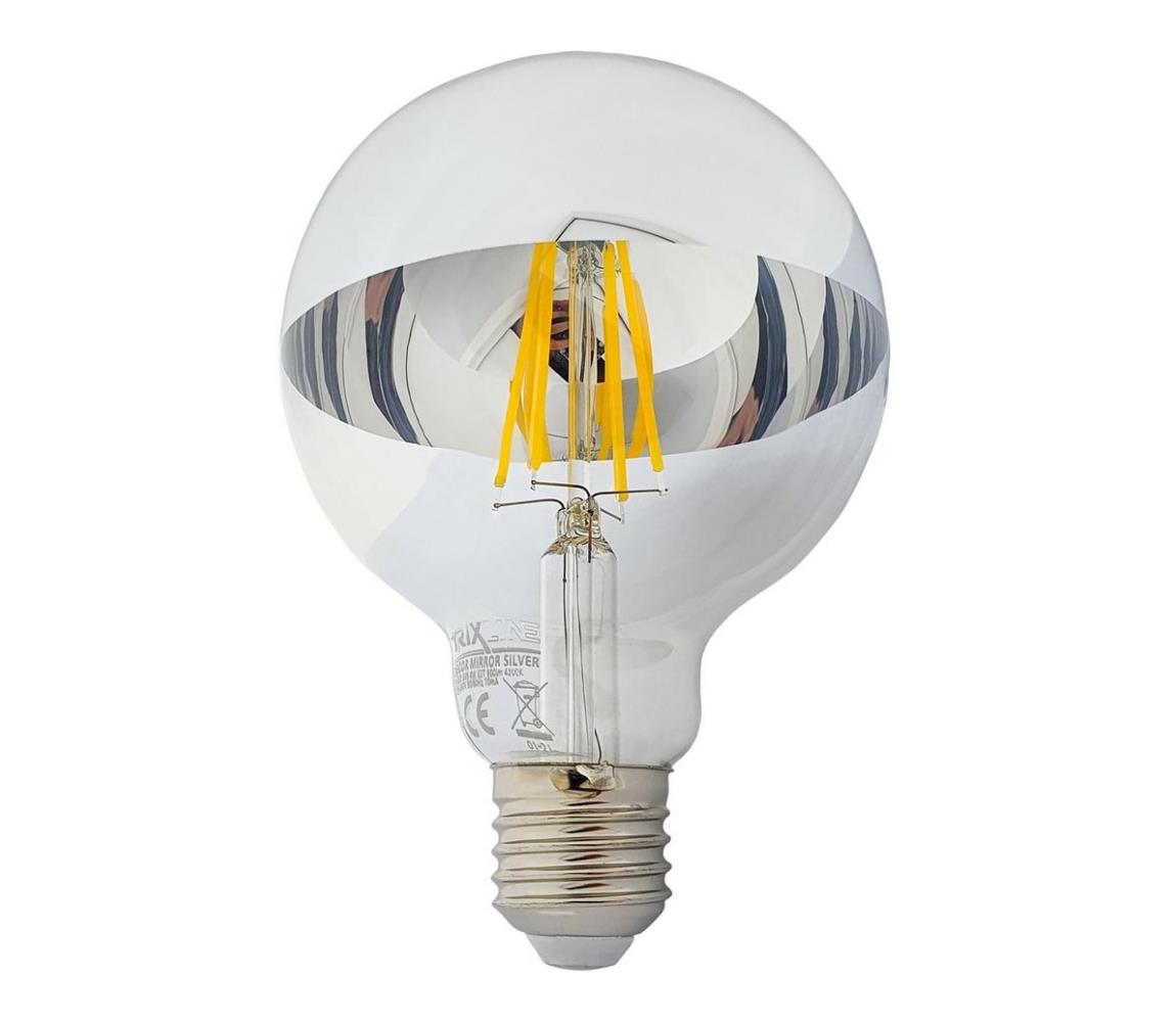 Baterie centrum LED Žárovka se zrcadlovým vrchlíkem DECOR MIRROR G95 E27/8W/230V 4200K stříbrná BC0372