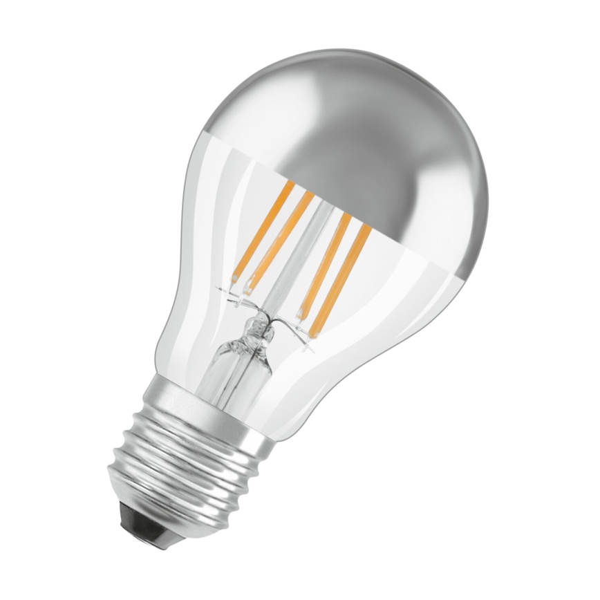 LED Žárovka se zrcadlovým vrchlíkem FILAMENT E27/6,5W/230V 2700K stříbrná- Osram