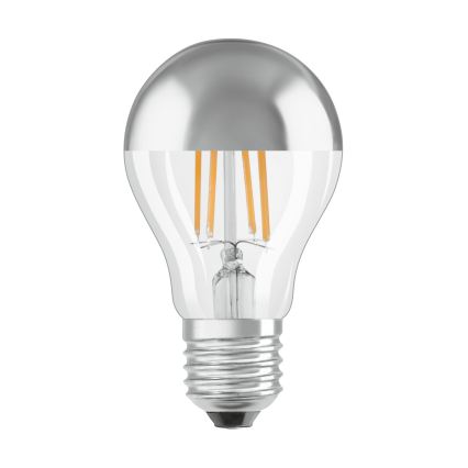 LED Žárovka se zrcadlovým vrchlíkem FILAMENT E27/6,5W/230V 2700K stříbrná- Osram