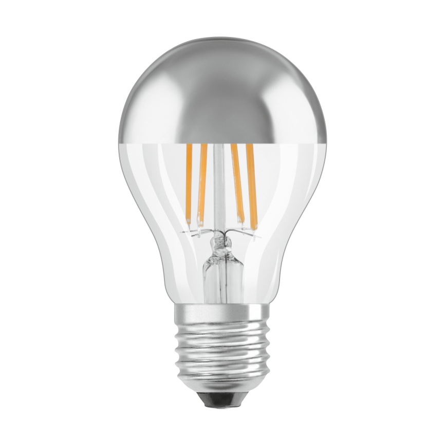 LED Žárovka se zrcadlovým vrchlíkem FILAMENT E27/6,5W/230V 2700K stříbrná- Osram