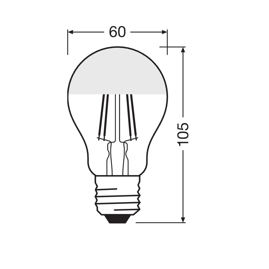 LED Žárovka se zrcadlovým vrchlíkem FILAMENT E27/6,5W/230V 2700K stříbrná- Osram