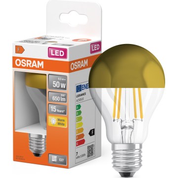 LED Žárovka se zrcadlovým vrchlíkem FILAMENT E27/6,5W/230V 2700K zlatá - Osram
