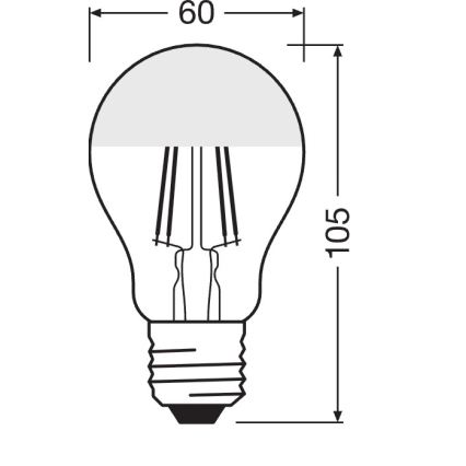 LED Žárovka se zrcadlovým vrchlíkem FILAMENT E27/6,5W/230V 2700K zlatá - Osram