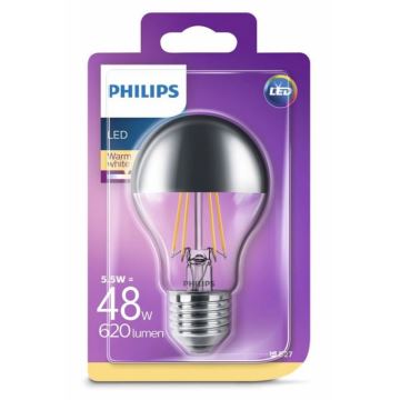 LED Žárovka se zrcadlovým vrchlíkem Philips A60 E27/5,5W/230V 2700K