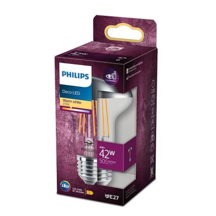 LED Žárovka se zrcadlovým vrchlíkem Philips DECO E27/4W/230V 2700K