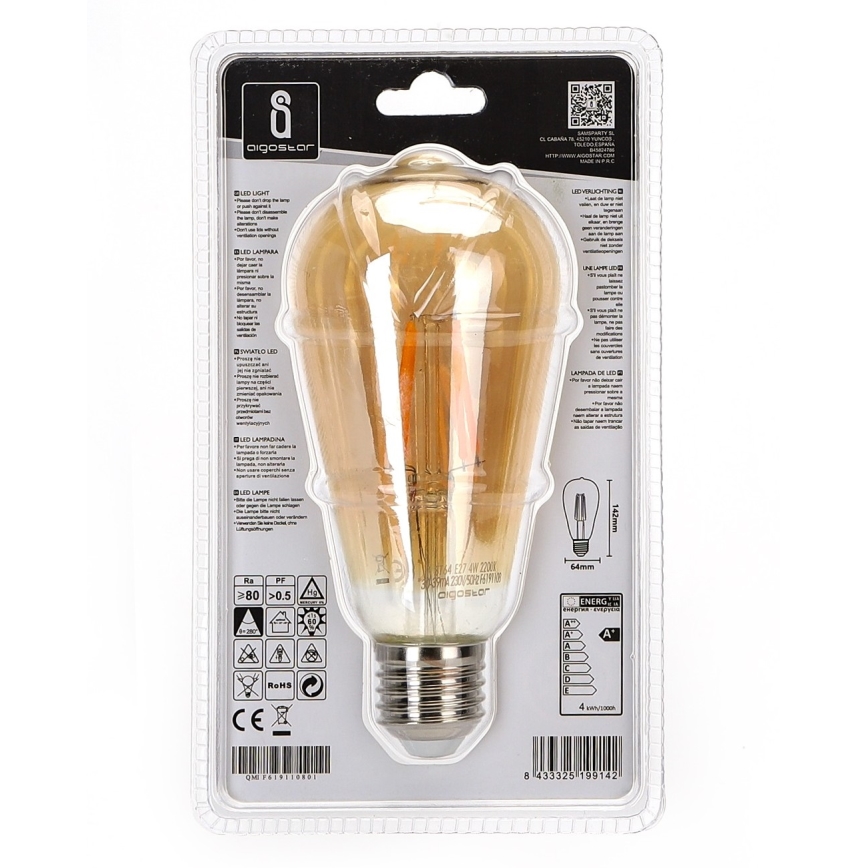 LED Žárovka ST64 E27/4W/230V 2200K - Aigostar