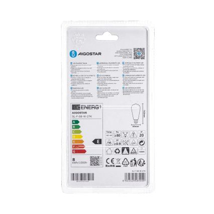LED Žárovka ST64 E27/8W/230V 2700K - Aigostar