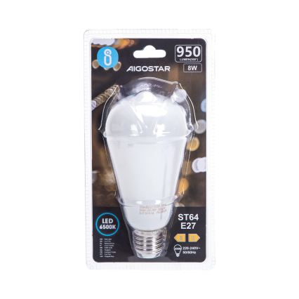 LED Žárovka ST64 E27/8W/230V 330° 6500K - Aigostar