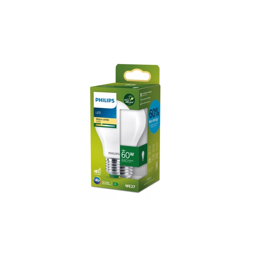 LED Žárovka ULTRAEFFICIENT Philips A60 E27/4W/230V 2700K