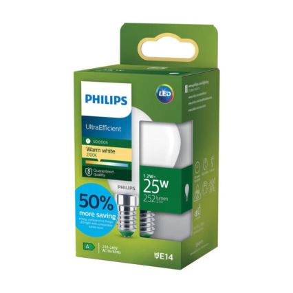 LED Žárovka ULTRAEFFICIENT Philips P45 E14/1,2W/230V 2700K