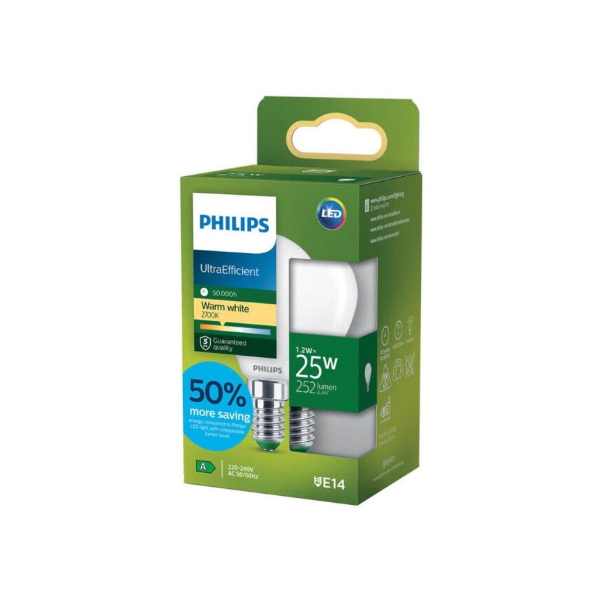 LED Žárovka ULTRAEFFICIENT Philips P45 E14/1,2W/230V 2700K