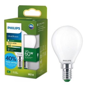 LED Žárovka ULTRAEFFICIENT Philips P45 E14/3,8W/230V 2700K