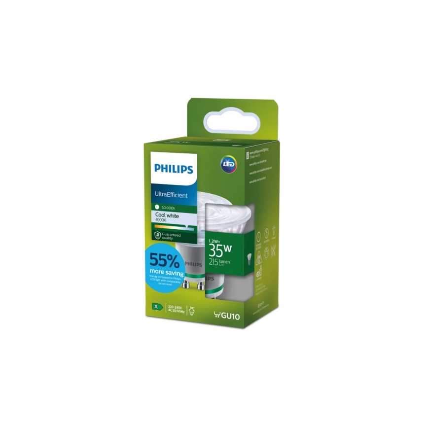 LED Žárovka ULTRAEFFICIENT Philips PAR16 GU10/1,2W/230V 4000K