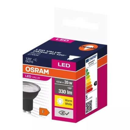 LED Žárovka VALUE PAR16 GU10/4,5W/230V 2700K 120° černá - Osram