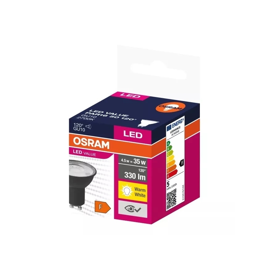 LED Žárovka VALUE PAR16 GU10/4,5W/230V 2700K 120° černá - Osram