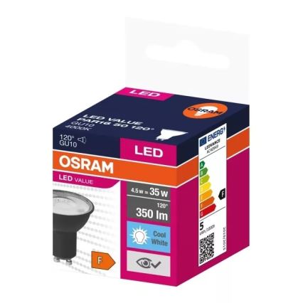 LED Žárovka VALUE PAR16 GU10/4,5W/230V 4000K 120° černá - Osram