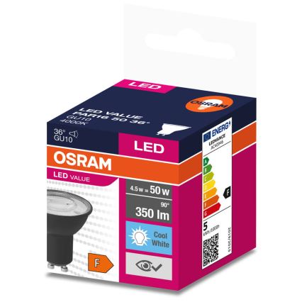 LED Žárovka VALUE PAR16 GU10/4,5W/230V 6500K 36° černá - Osram