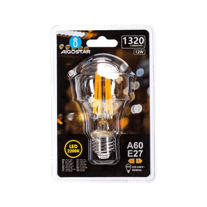 LED Žárovka VINTAGE A60 E27/12W/230V 2200K - Aigostar
