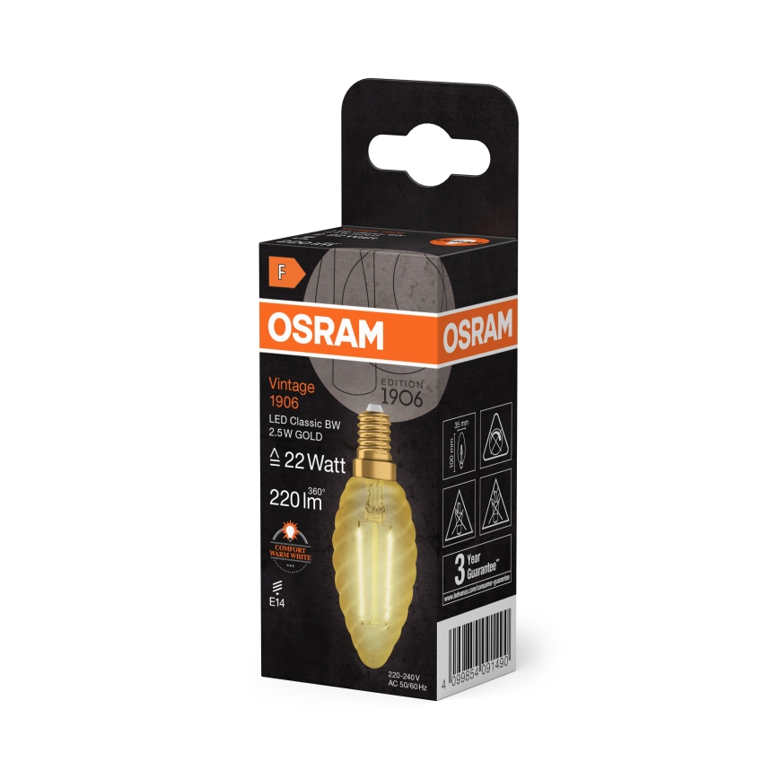 LED Žárovka VINTAGE FILAMENT E14/2,5W/230V 2400K - Osram
