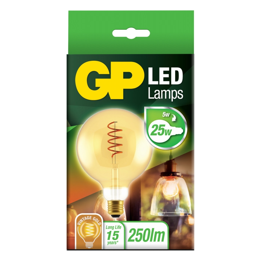 LED Žárovka VINTAGE G125 E27/5W/230V 2000K - GP