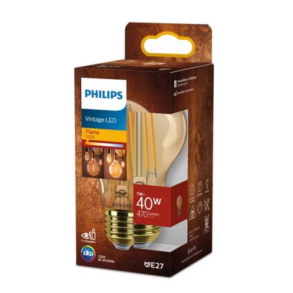 LED Žárovka VINTAGE Philips A60 E27/7W/230V 1800K