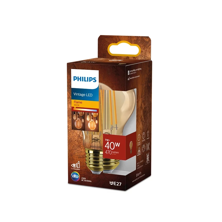 LED Žárovka VINTAGE Philips A60 E27/7W/230V 1800K