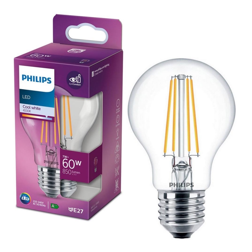 LED Žárovka VINTAGE Philips A60 E27/7W/230V 4000K