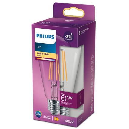 LED Žárovka VINTAGE Philips ST64 E27/7W/230V 2700K