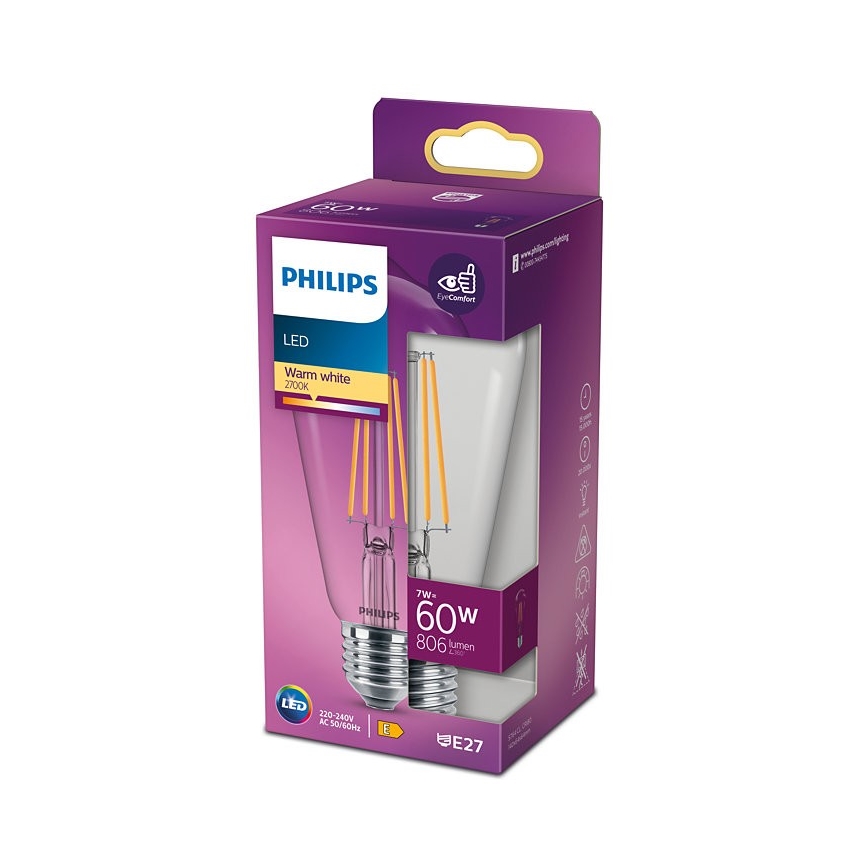 LED Žárovka VINTAGE Philips ST64 E27/7W/230V 2700K
