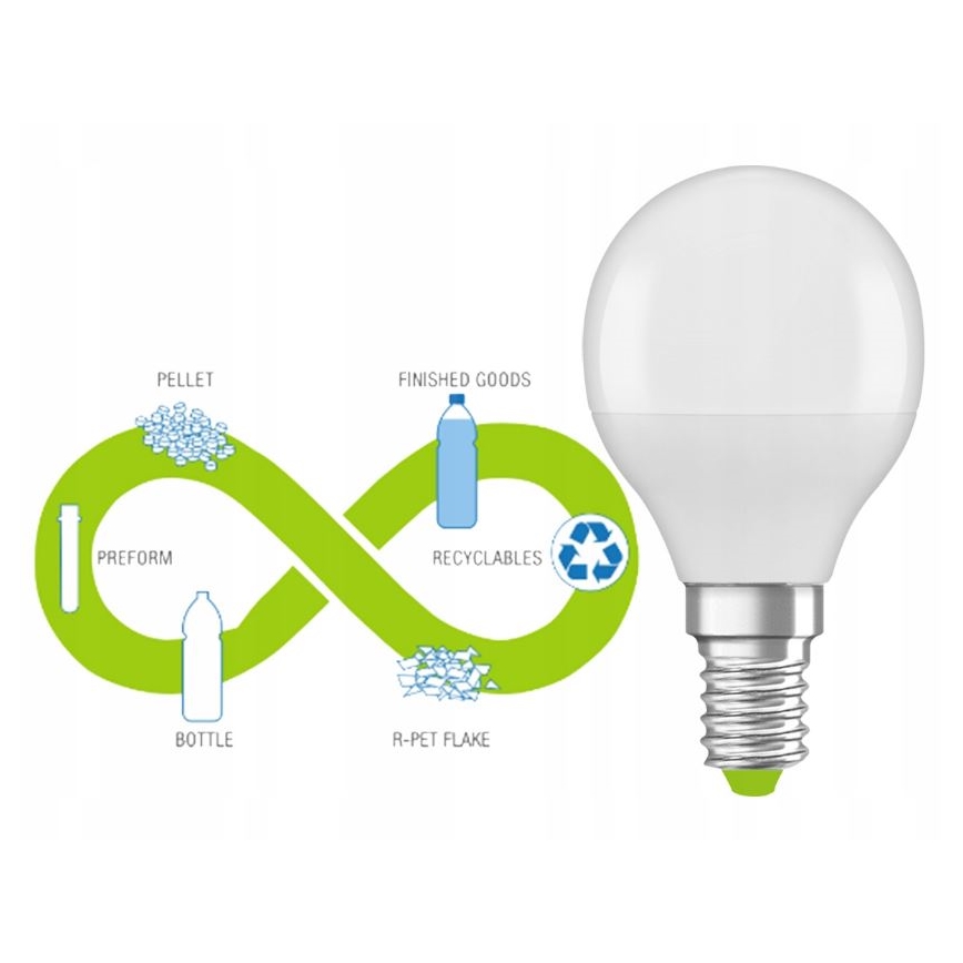 LED Žárovka z recyklovaného plastu P45 E14/4,9W/230V 4000K - Ledvance