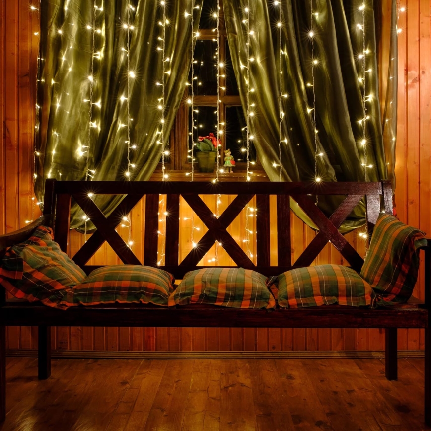 LED závěs LONGER 150xLED/8 funkcí 3,5 m teplá bílá